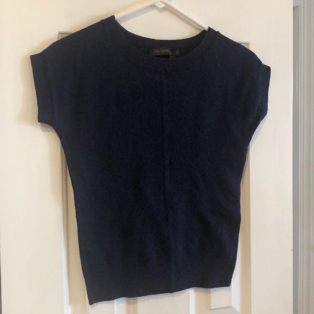 XS Short Sleeve Blue Sweater from The Limited